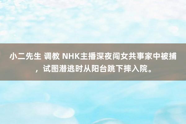 小二先生 调教 NHK主播深夜闯女共事家中被捕，试图潜逃时从阳台跳下摔入院。