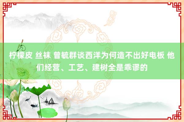 柠檬皮 丝袜 曾毓群谈西洋为何造不出好电板 他们经营、工艺、建树全是乖谬的